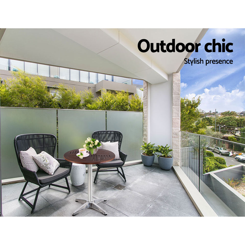 Gardeon Outdoor Bar Table Wooden Cafe Table Aluminium Pole Round 3