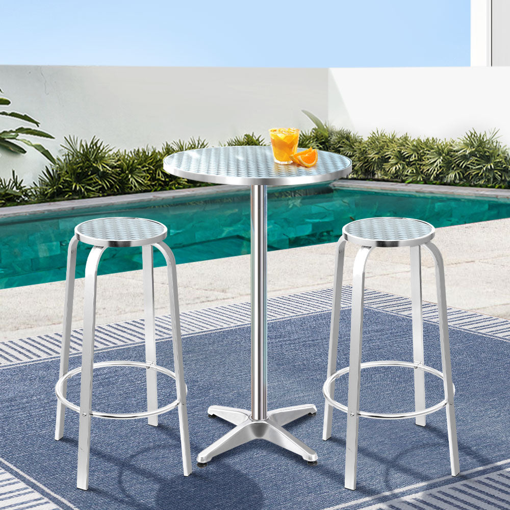Gardeon 3-Piece Outdoor Bar Set Bistro Table Stools Adjustable Round Cafe 7