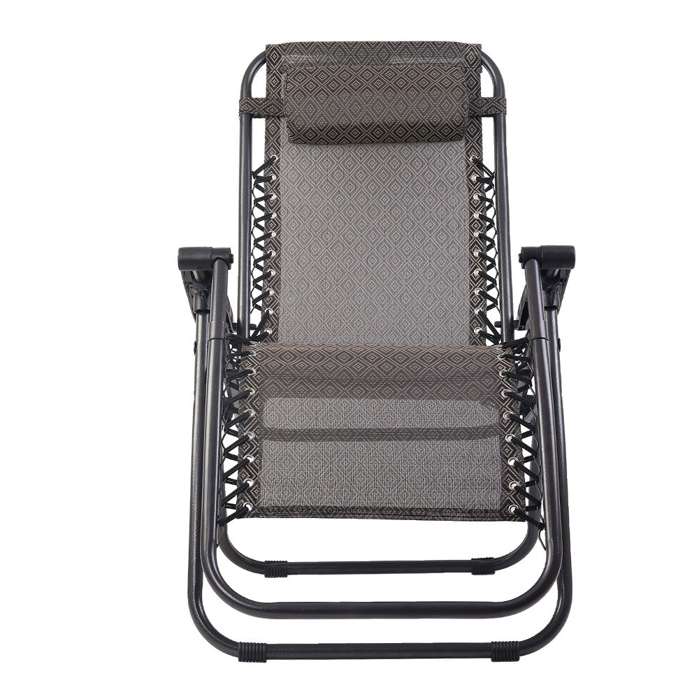 Gardeon 2PC Zero Gravity Chair Folding Outdoor Recliner Adjustable Sun Lounge Camping Beige 3