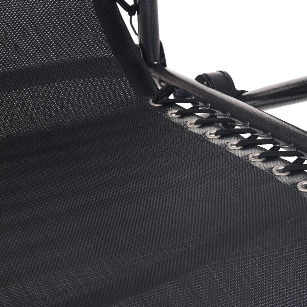 Gardeon 2PC Zero Gravity Chair Folding Outdoor Recliner Adjustable Sun Lounge Camping Black 4