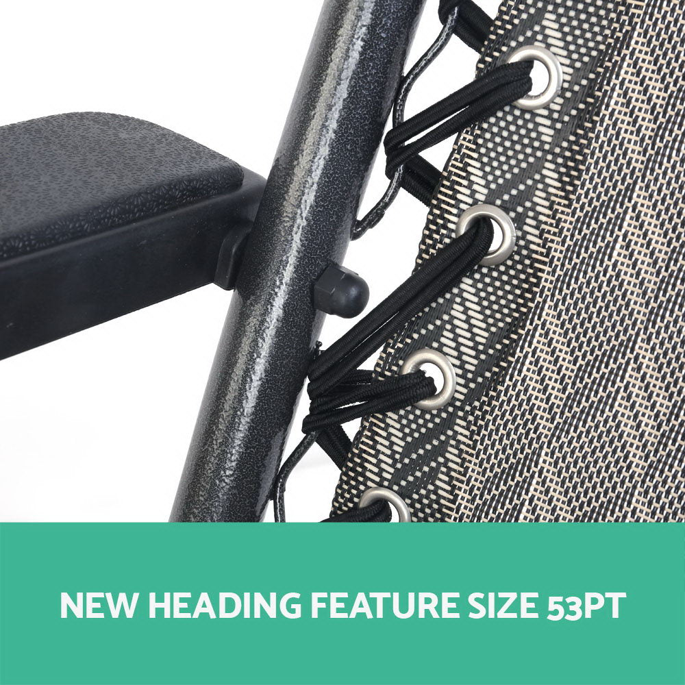 Gardeon 2PC Zero Gravity Chair Folding Outdoor Recliner Adjustable Sun Lounge Camping Grey 4