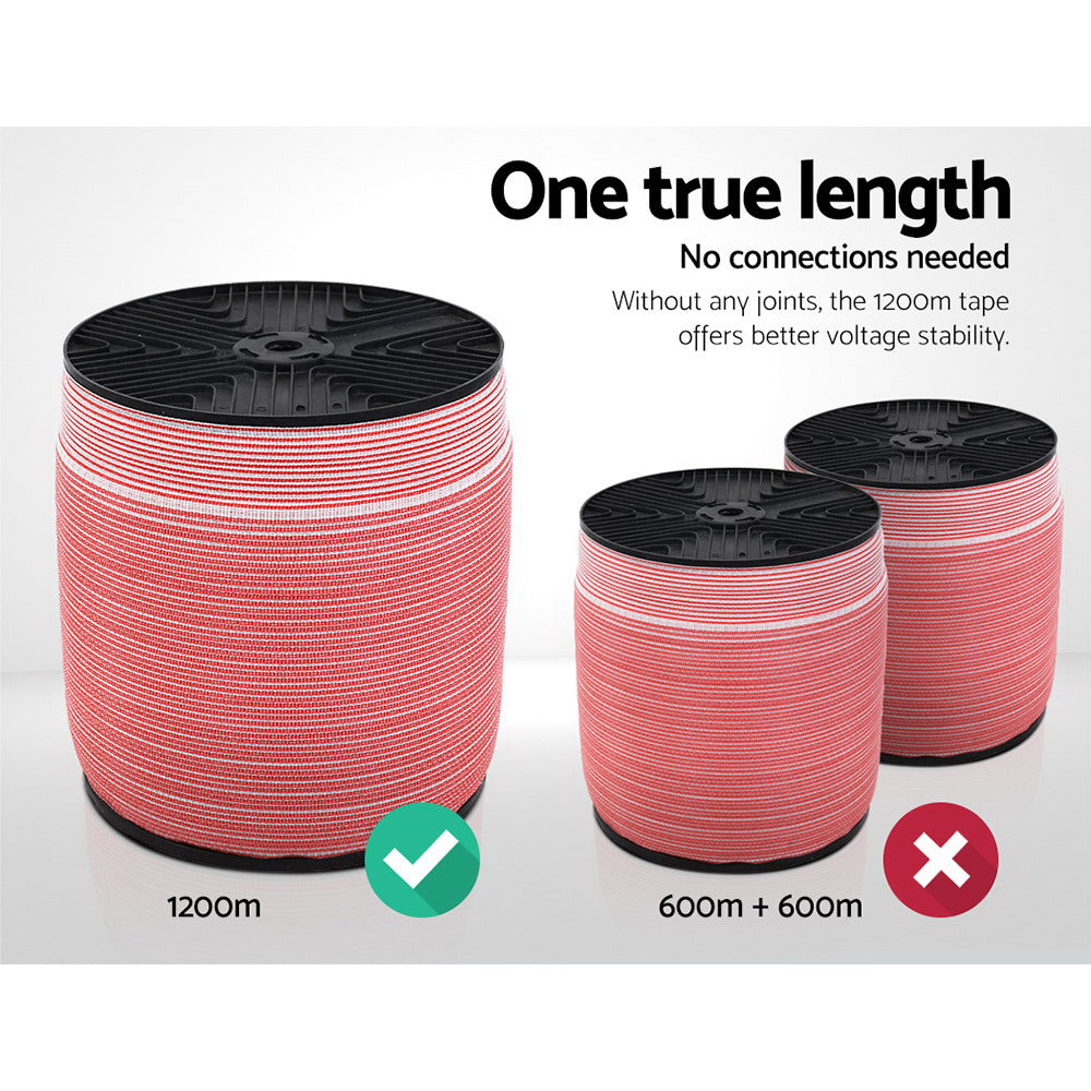 Giantz Electric Fence Poly Tape 1200M 3