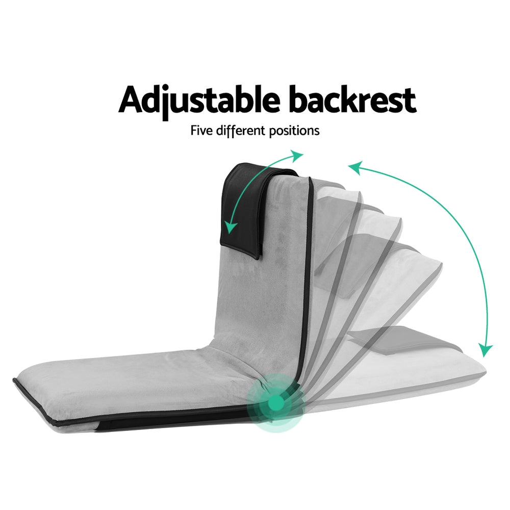 Artiss Floor Lounge Sofa Bed Couch Recliner Chair Folding Chair Cushion Grey 5