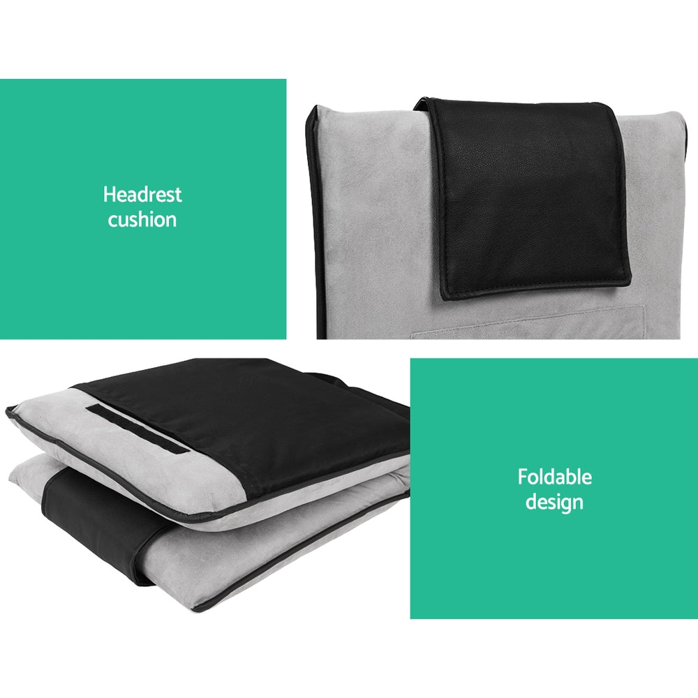 Artiss 2X Floor Lounge Sofa Bed Floor Cushion Velvet Grey 6