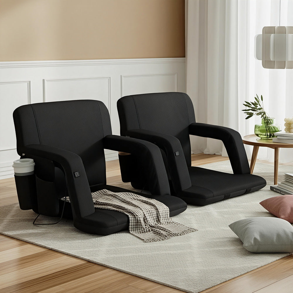 Artiss 2X Floor Lounge Sofa Bed With Armrest Heated Cushion 7