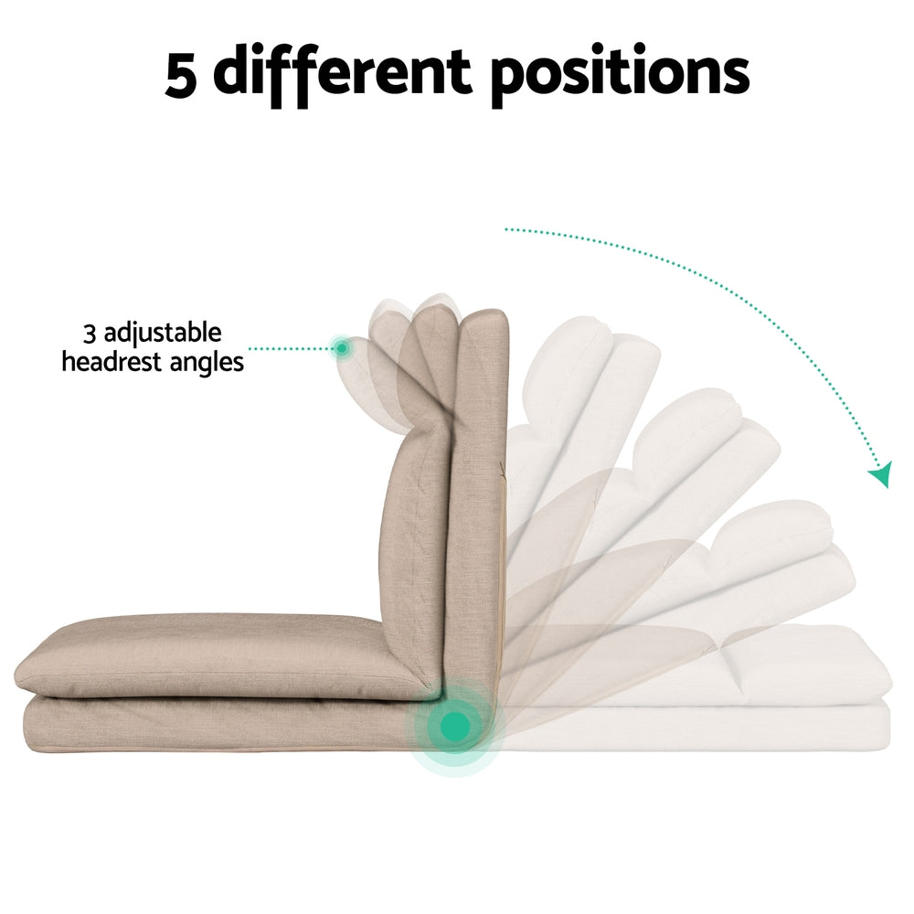 Artiss Floor Chair Sofa 1 Seater Linen Beige 5