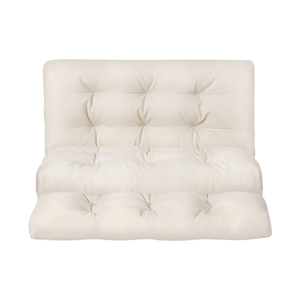 Artiss Floor Lounge Sofa Bed 2 Seater Pillow Leather White 3
