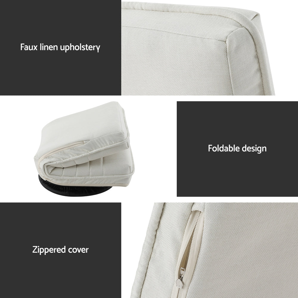 Artiss Floor Lounge Sofa Swivel Foldable Linen White 6