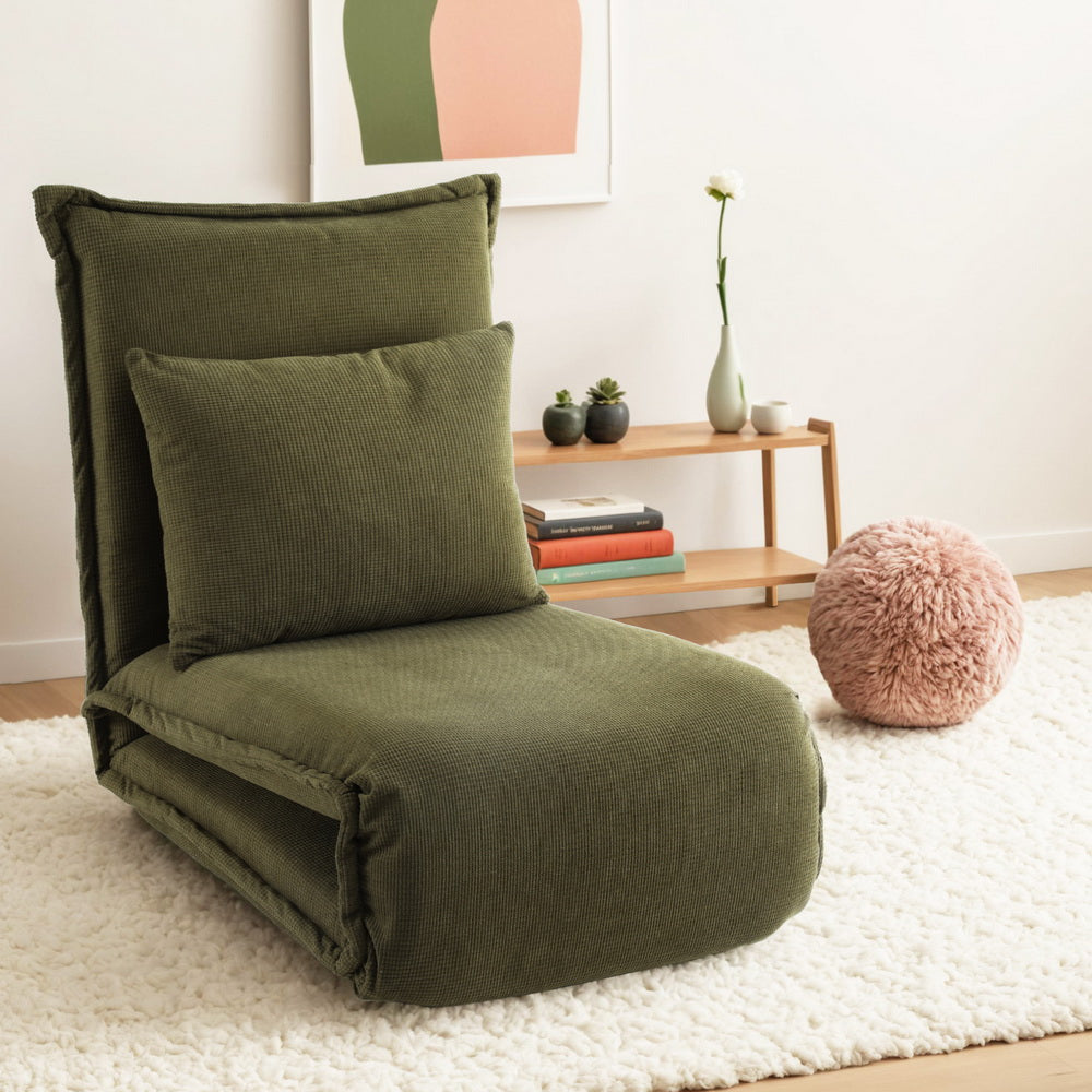Artiss Floor Lounge Sofa Bed Foldable Green 7