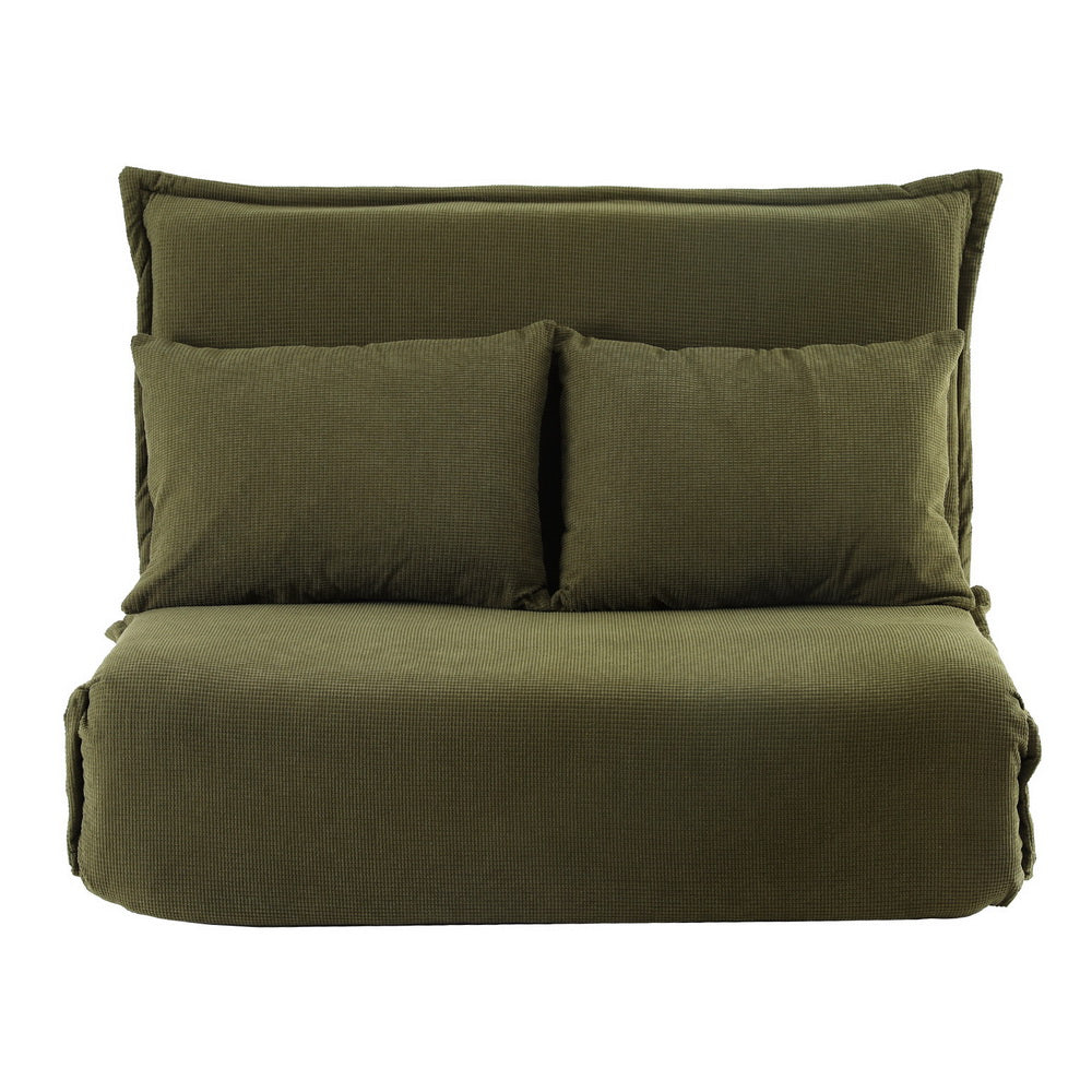 Artiss Floor Lounge Sofa Bed Foldable 2 Seater Green 3