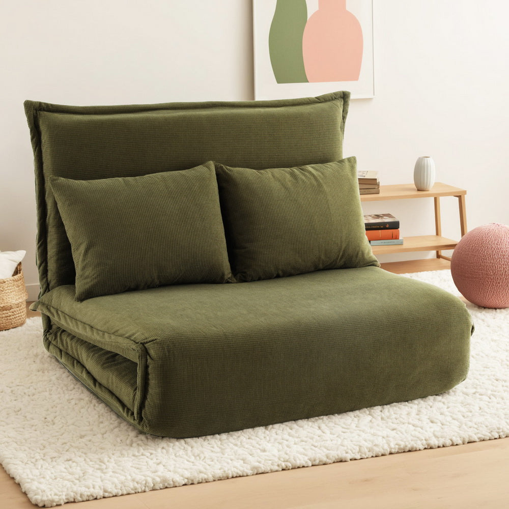 Artiss Floor Lounge Sofa Bed Foldable 2 Seater Green 7