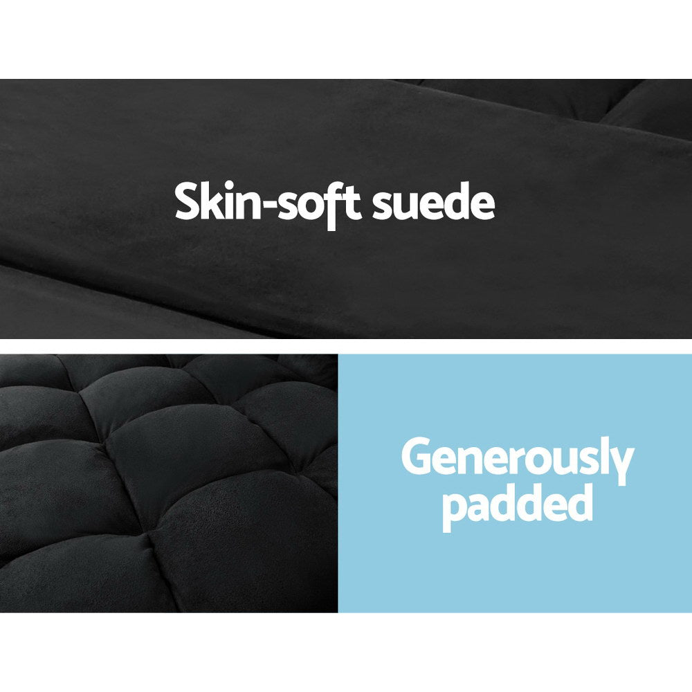 Artiss Floor Lounge Sofa Bed 2-seater Charcoal Suede 5