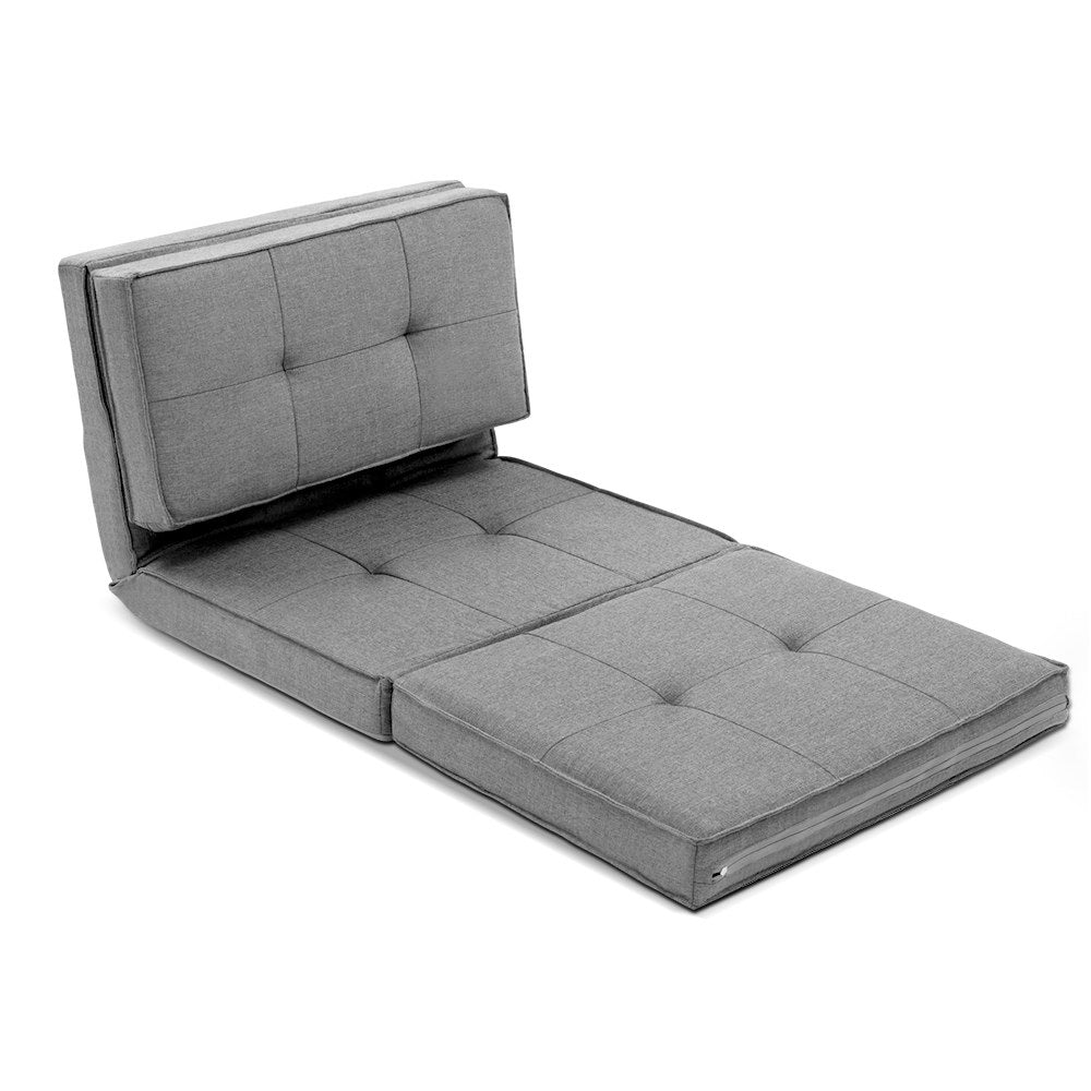 Artiss Floor Lounge Single Sofa Bed Grey Fabric 8