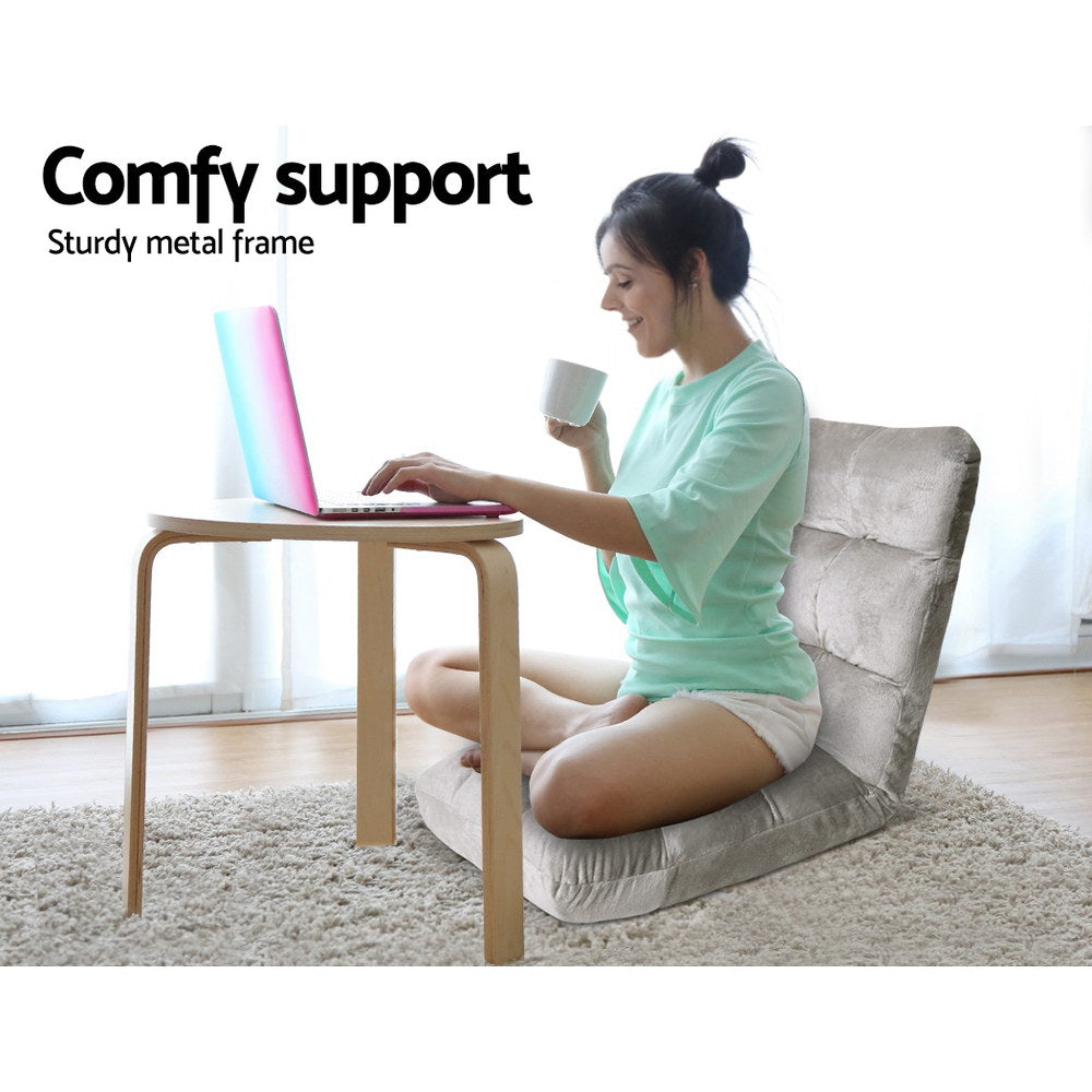 Artiss Lounge Sofa Bed Flannel Fabric Grey 4