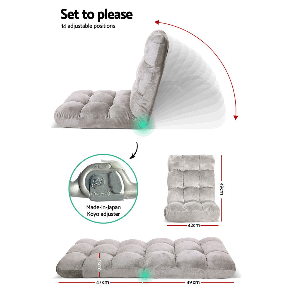 Artiss Lounge Sofa Bed Flannel Fabric Grey 5