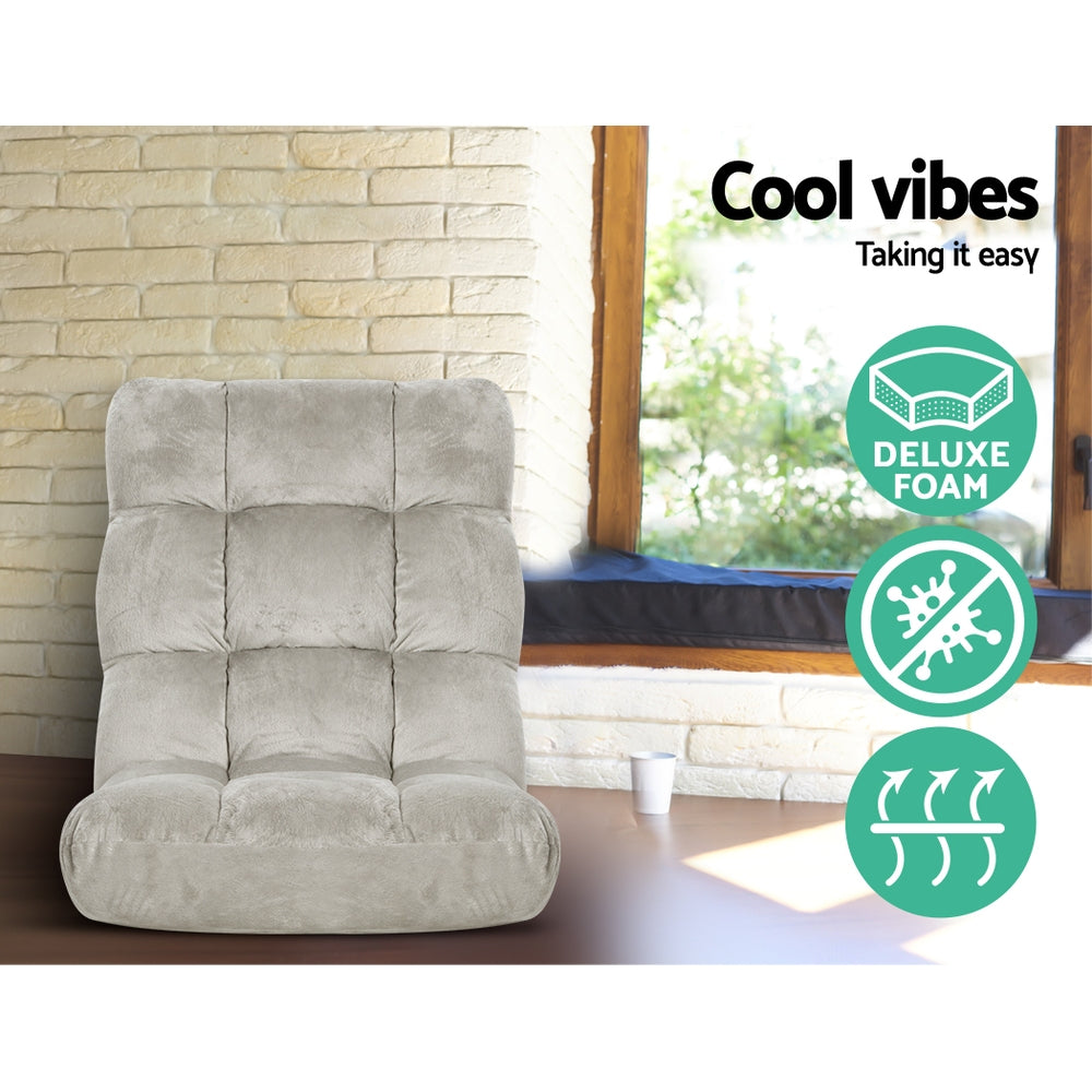 Artiss 2X Lounge Sofa Bed Flannel Fabric Grey 4