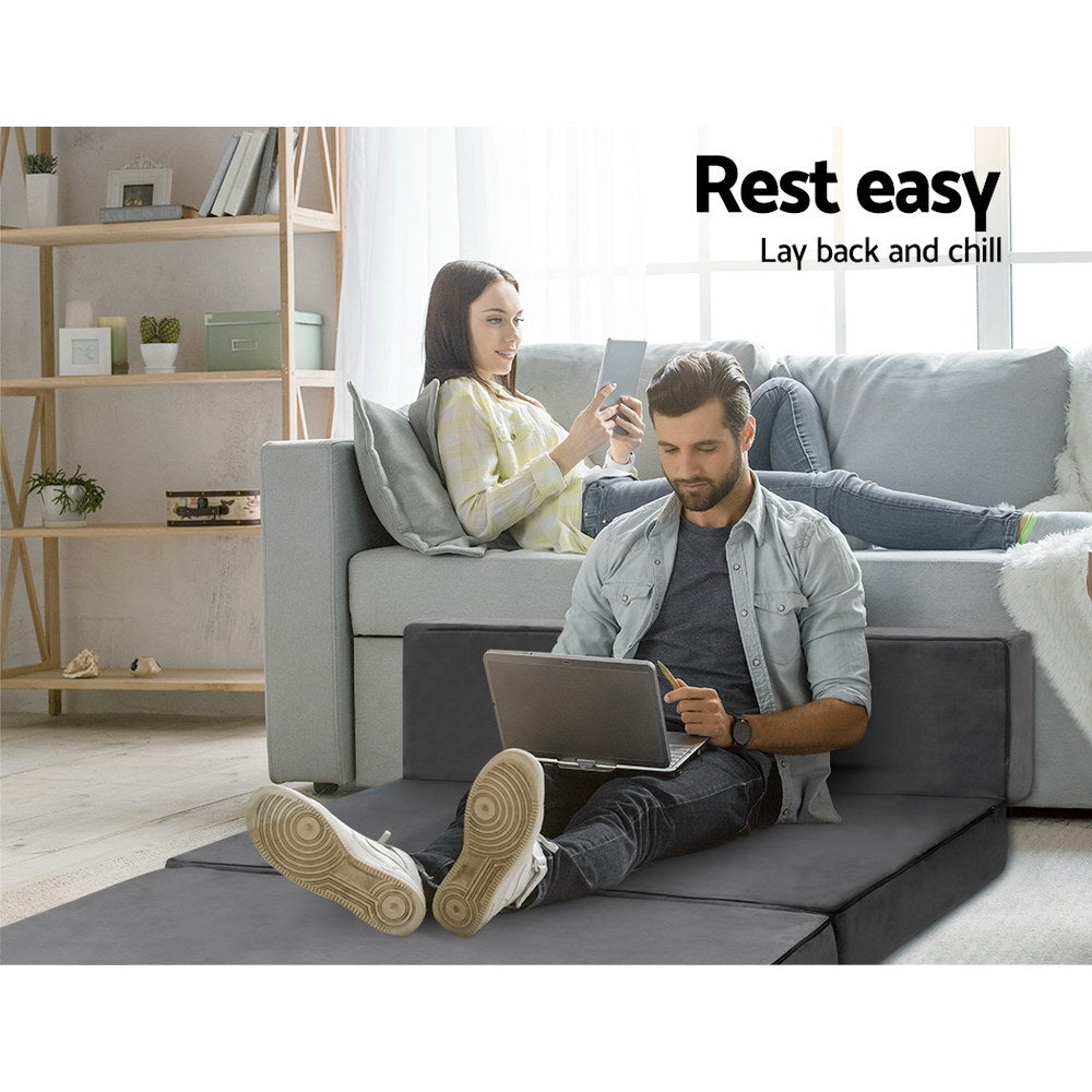 Giselle Bedding Foldable Mattress Folding Foam Bed Mat Double Grey 4