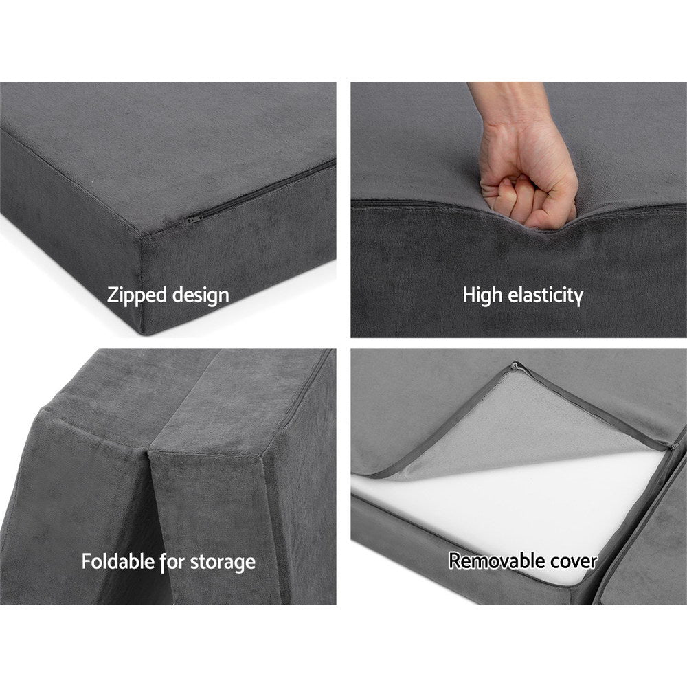 Giselle Bedding Foldable Mattress Folding Foam Bed Mat Double Grey 6