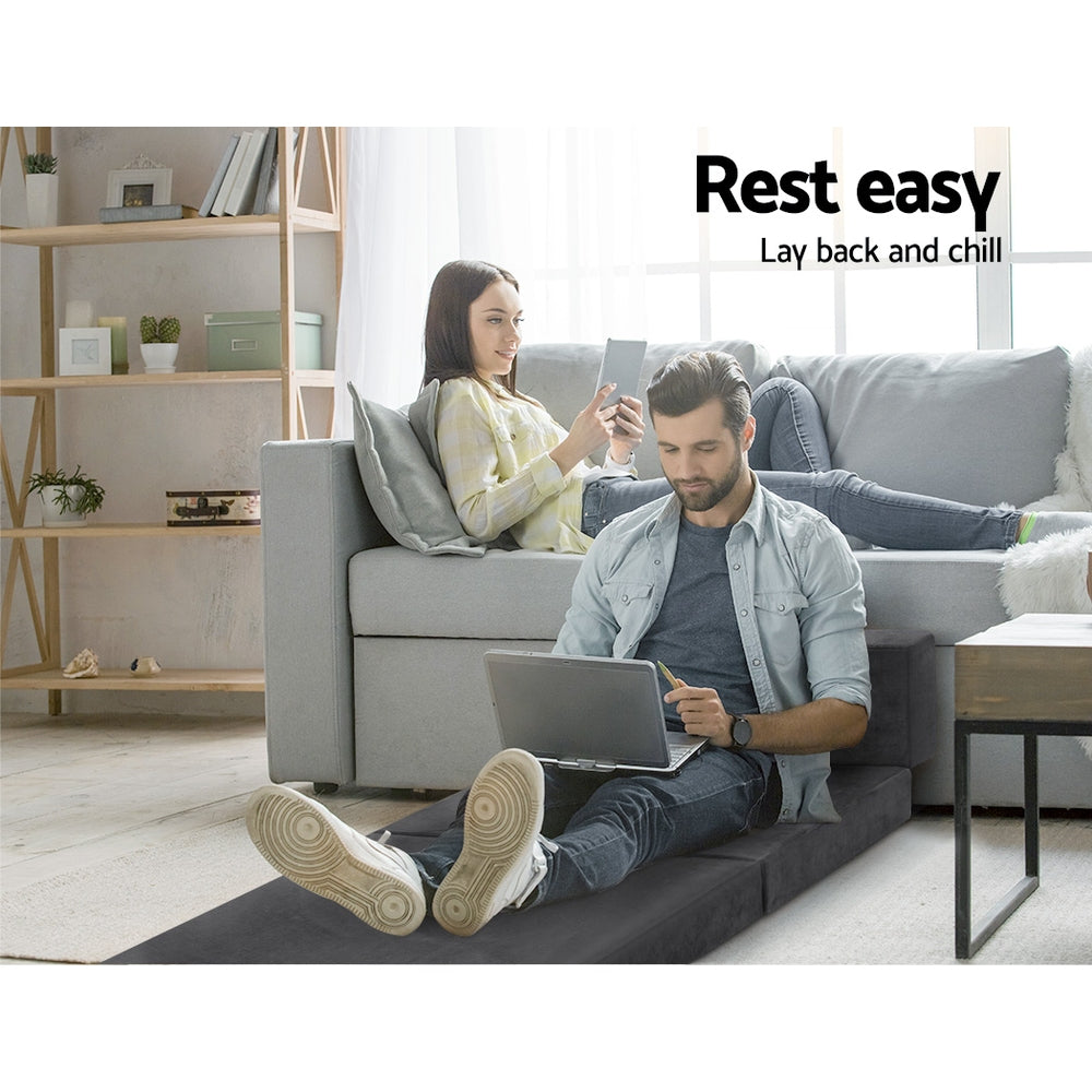 Giselle Bedding Foldable Mattress Folding Foam Bed Mat Single Grey 4