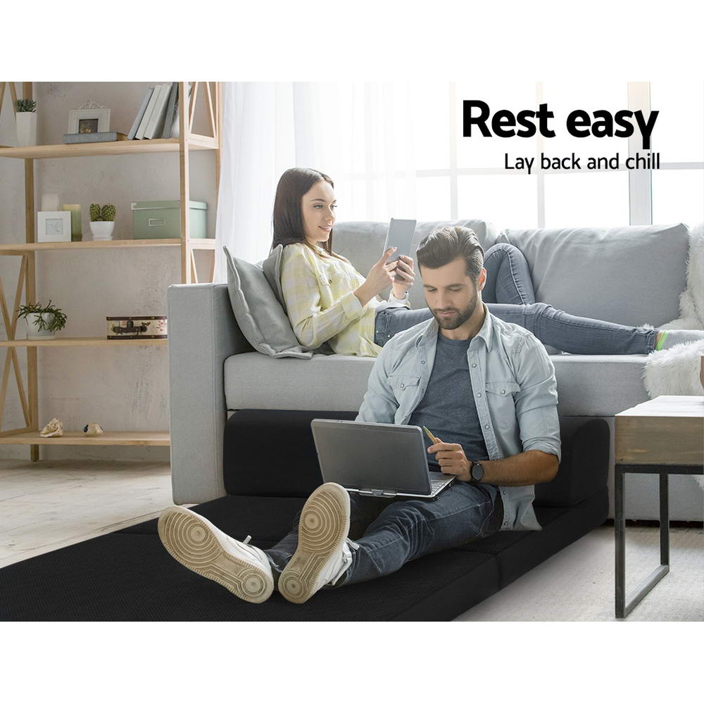 Giselle Bedding Foldable Mattress Folding Foam Bed Mat Double Black 4