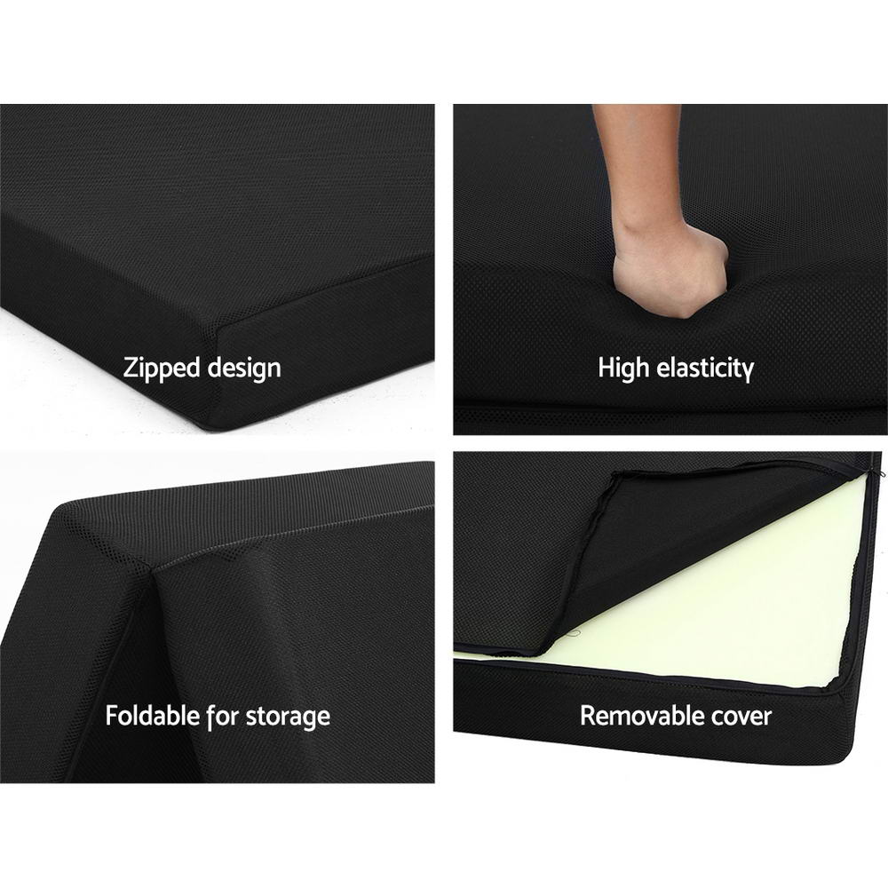 Giselle Bedding Foldable Mattress Folding Foam Bed Mat Double Black 6
