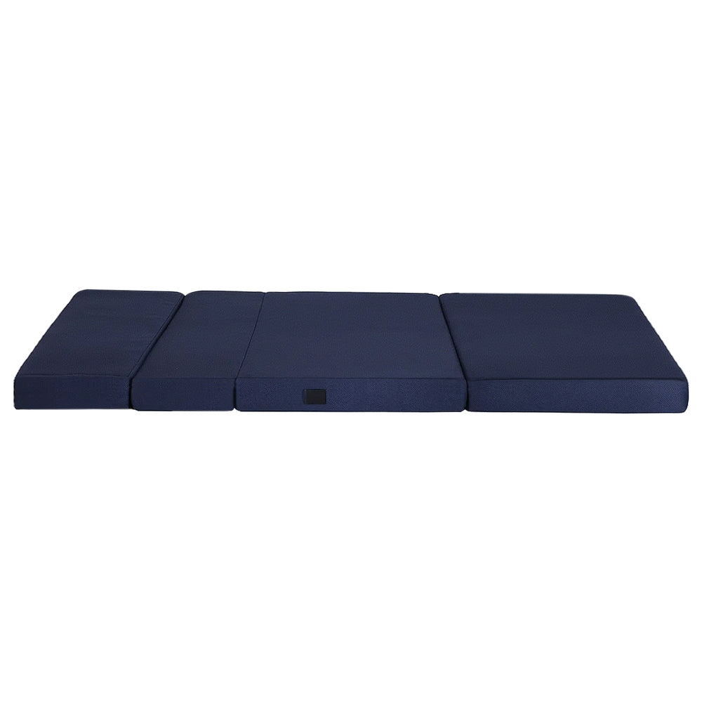 Giselle Foldable Mattress Folding Foam Mattresses Portable Floor Mat Blue Double 3