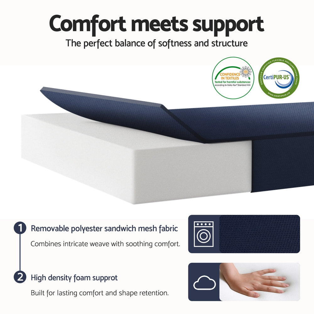 Giselle Foldable Mattress Folding Foam Mattresses Portable Floor Mat Blue Double 5