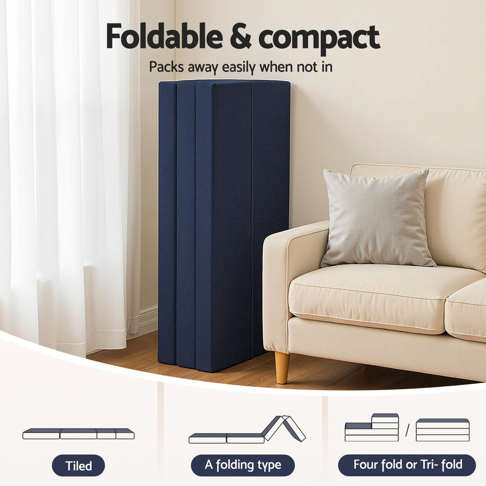 Giselle Foldable Mattress Folding Foam Mattresses Portable Floor Mat Blue Double 6