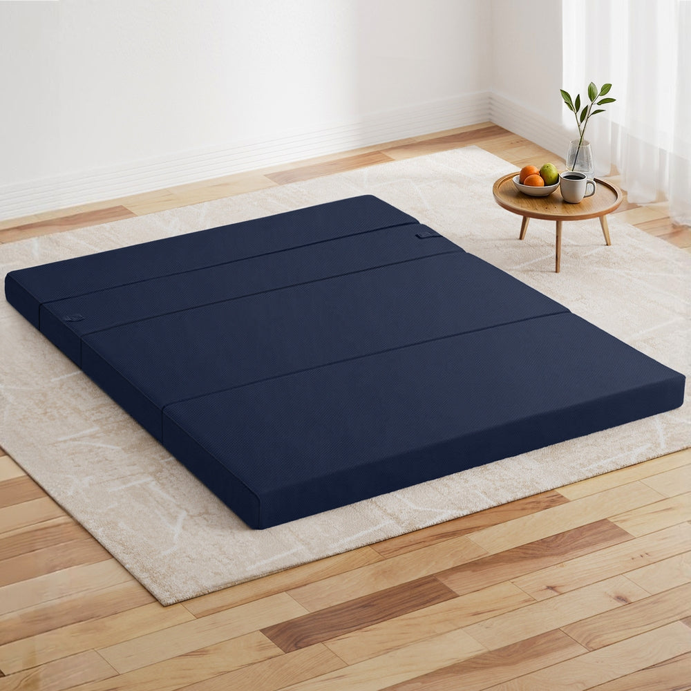 Giselle Foldable Mattress Folding Foam Mattresses Portable Floor Mat Blue Double 7