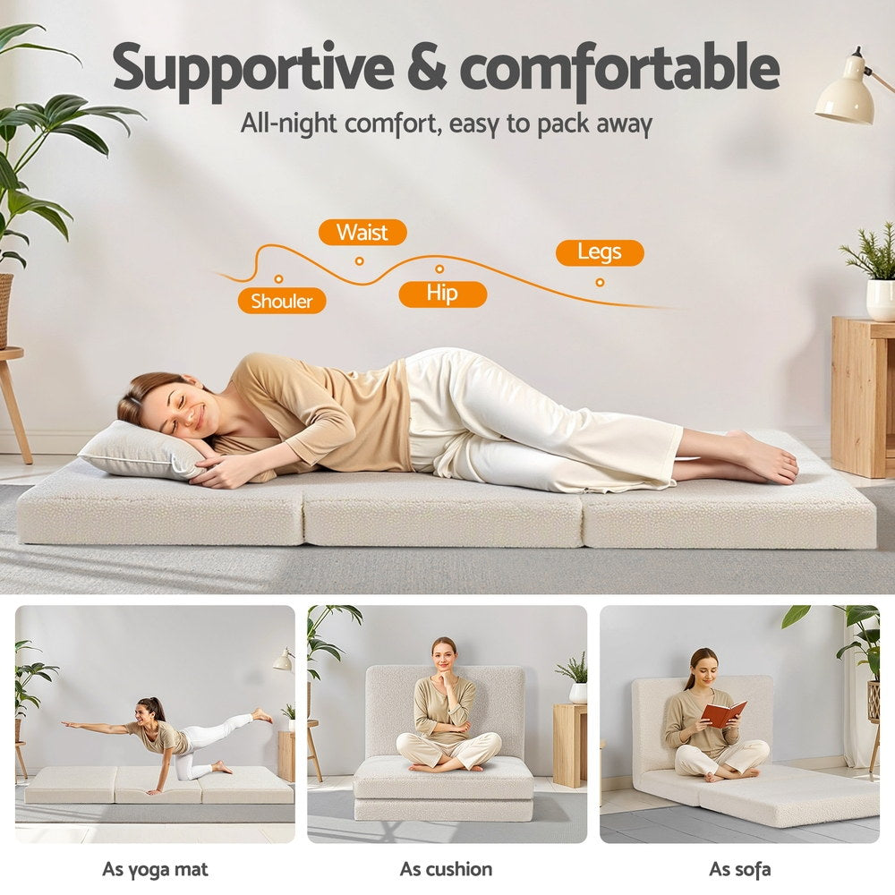 Giselle Bedding Foldable Mattress Fleece Portable 3-fold Folding Foam Mattresses 4