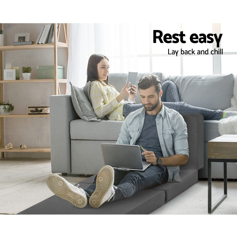 Giselle Bedding Foldable Mattress Folding Foam Bed Single Grey 4