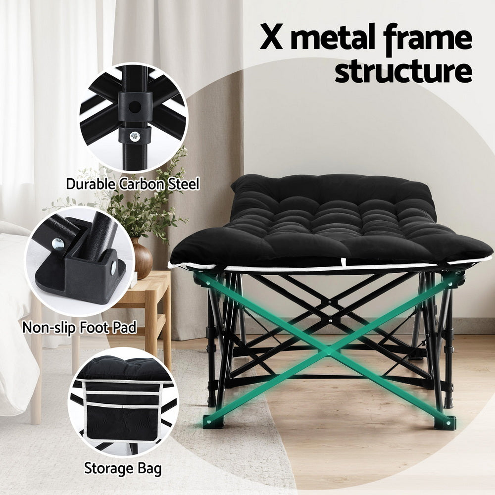 Artiss Folding Bed With Mattress Heavy Duty Black 185CM 4