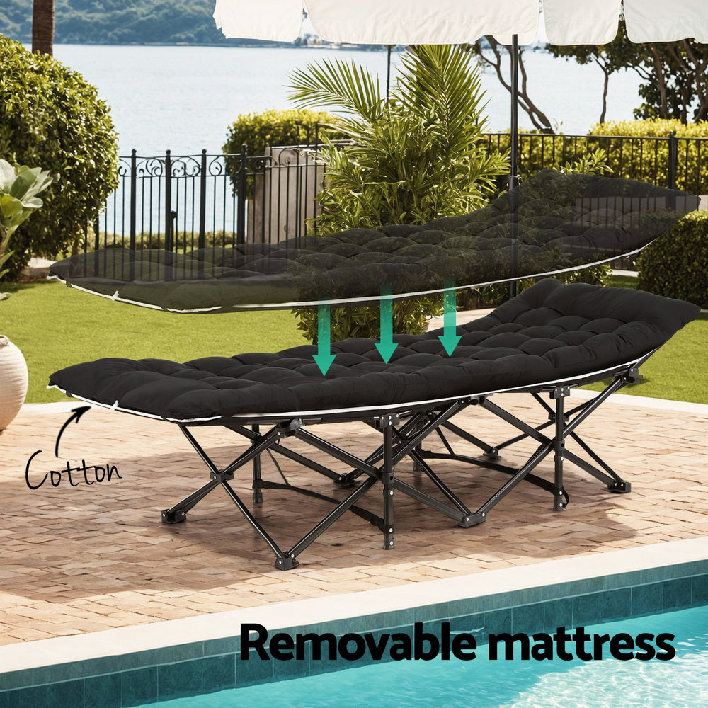 Artiss Folding Bed With Mattress Heavy Duty Black 185CM 5