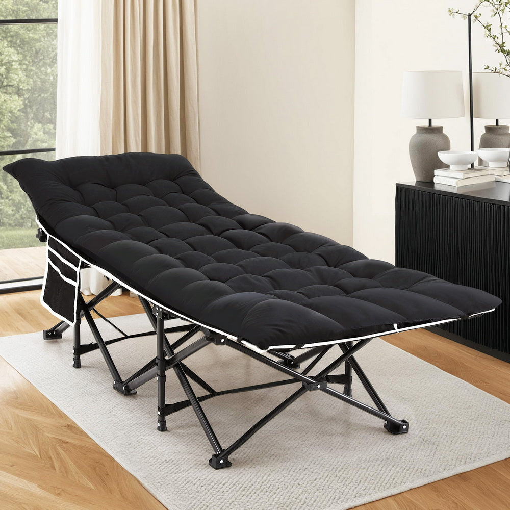 Artiss Folding Bed With Mattress Heavy Duty Black 185CM 7