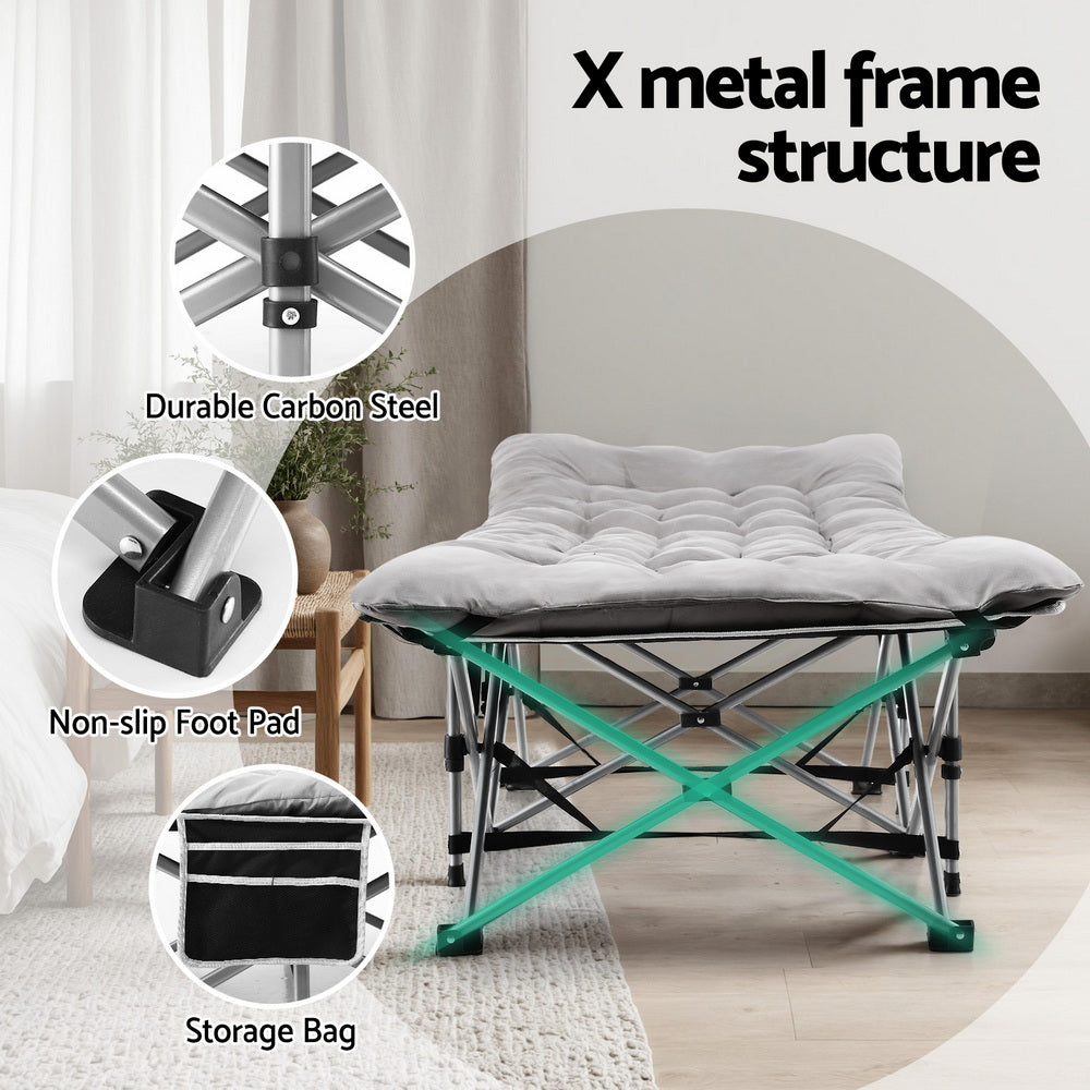 Artiss Folding Bed With Mattress Heavy Duty Grey 185CM 4