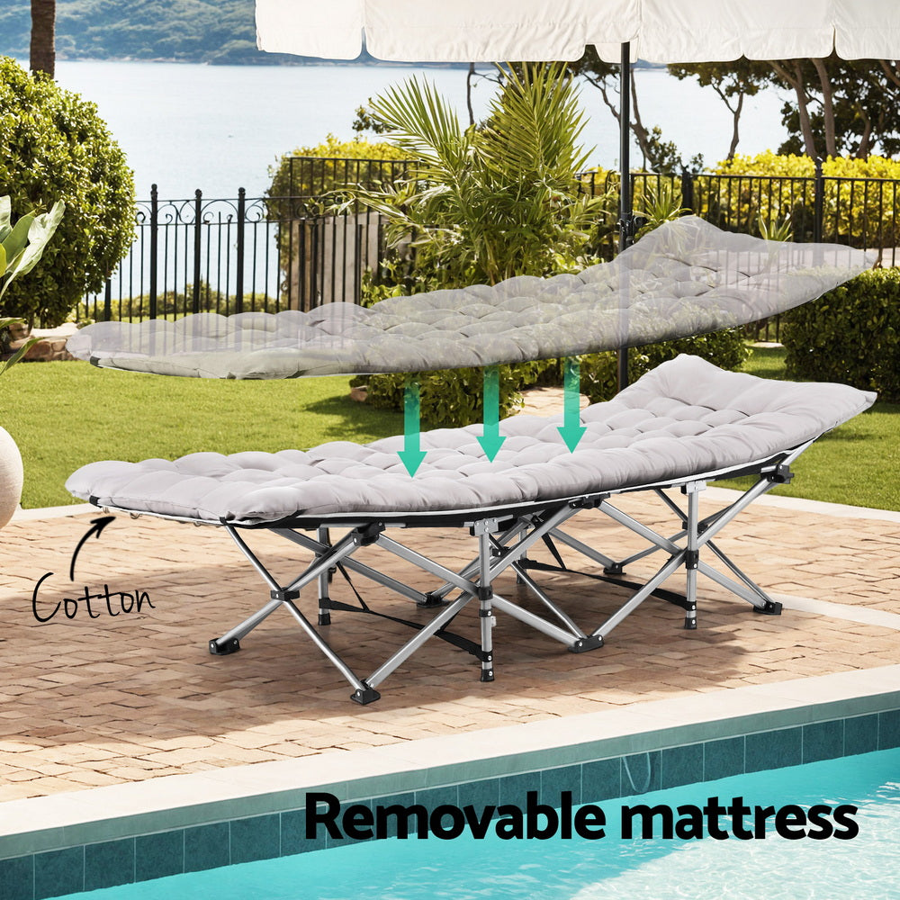 Artiss Folding Bed With Mattress Heavy Duty Grey 185CM 5