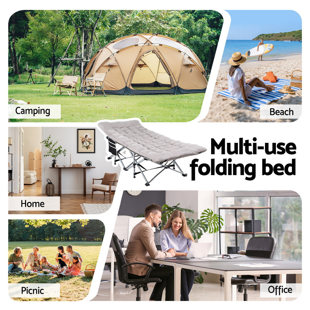 Artiss Folding Bed With Mattress Heavy Duty Grey 185CM 6