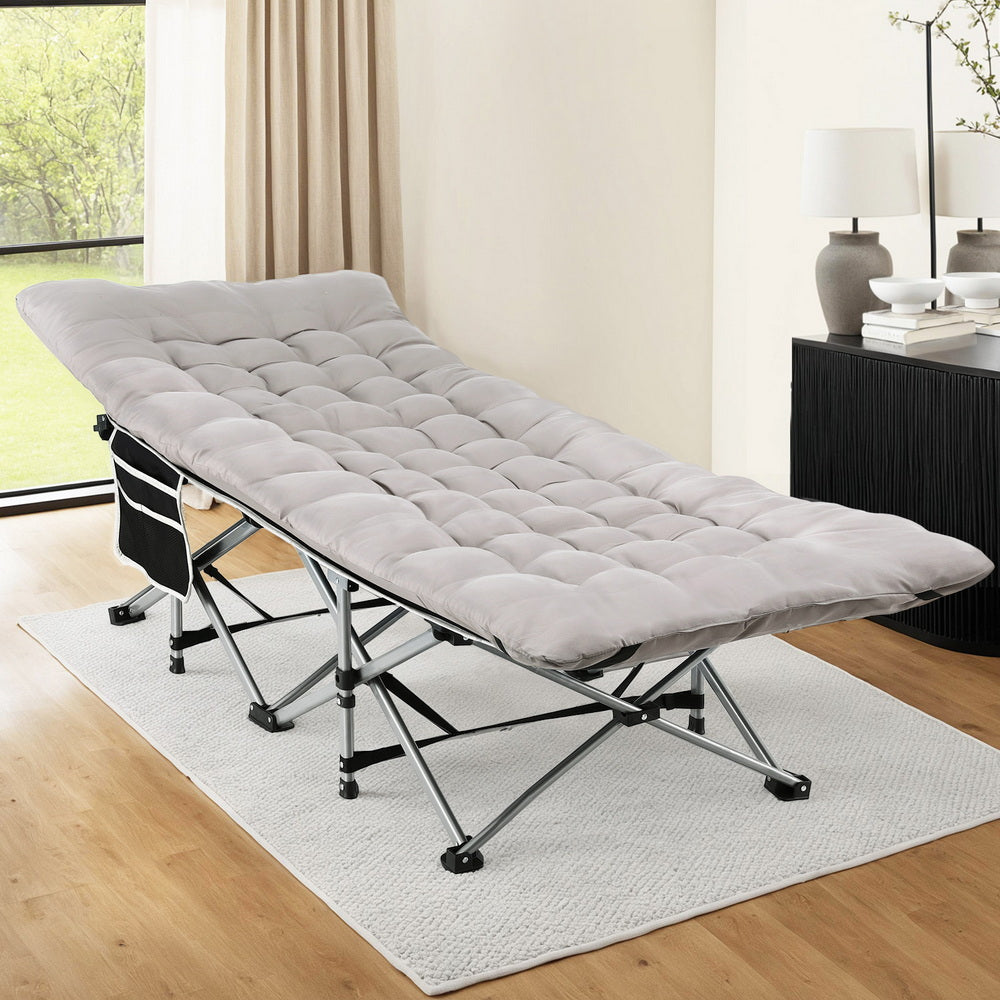 Artiss Folding Bed With Mattress Heavy Duty Grey 185CM 7
