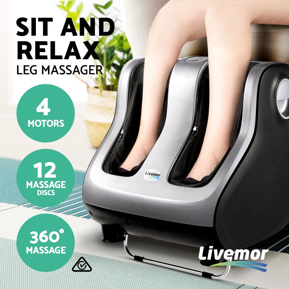 Livemor Foot Massager Shiatsu Massagers Electric Roller Calf Leg Kneading Silver 3