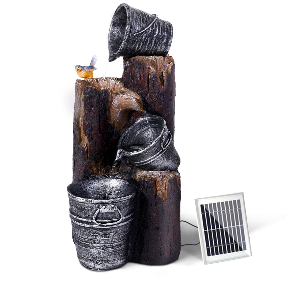 Gardeon Solar Water Feature Cascading Fountain 3-Tier Bucket LED light Bird 76CM 8
