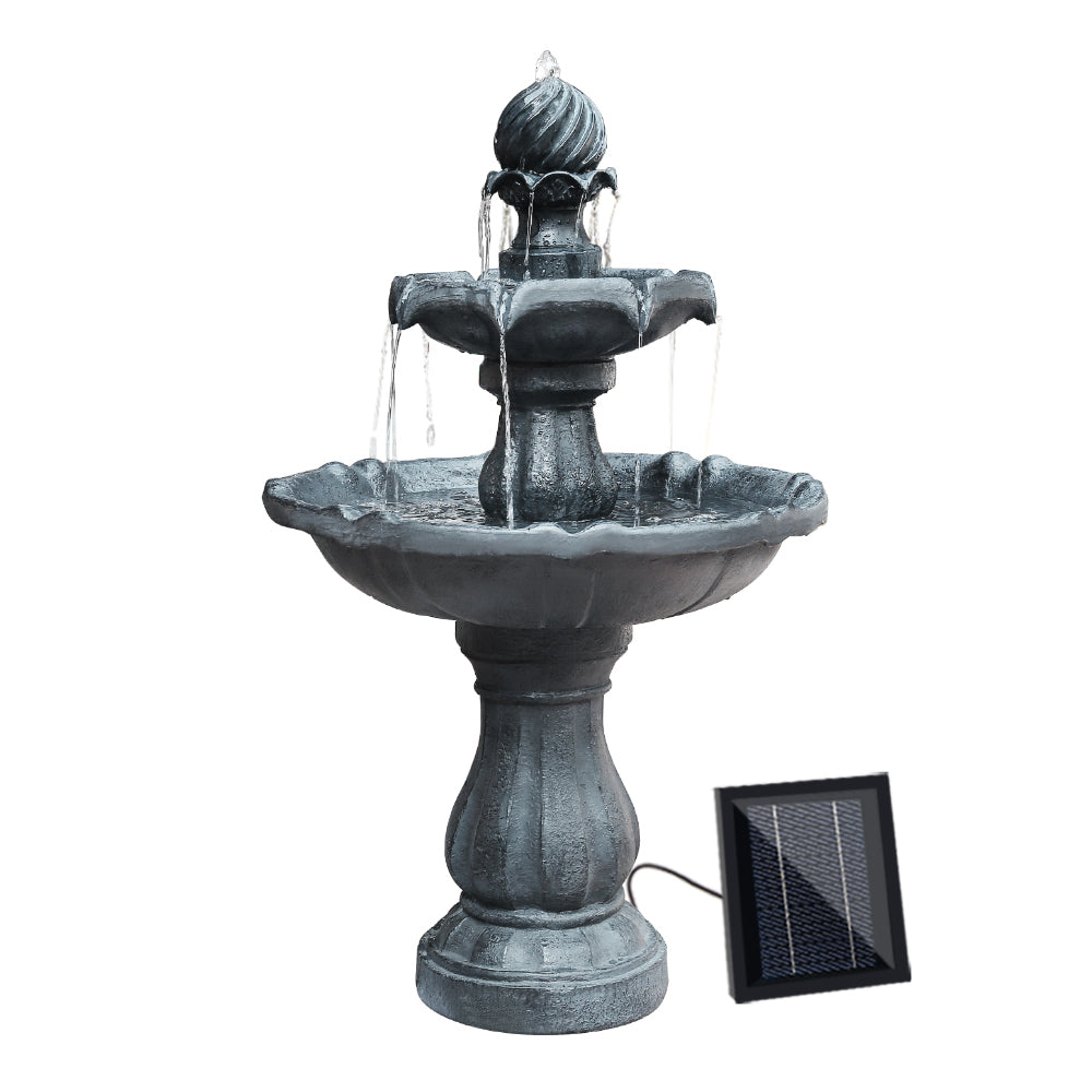 Gardeon Solar Water Feature 3-Tier Fountain with Pump Kit Bird Bath 93CM Black 8