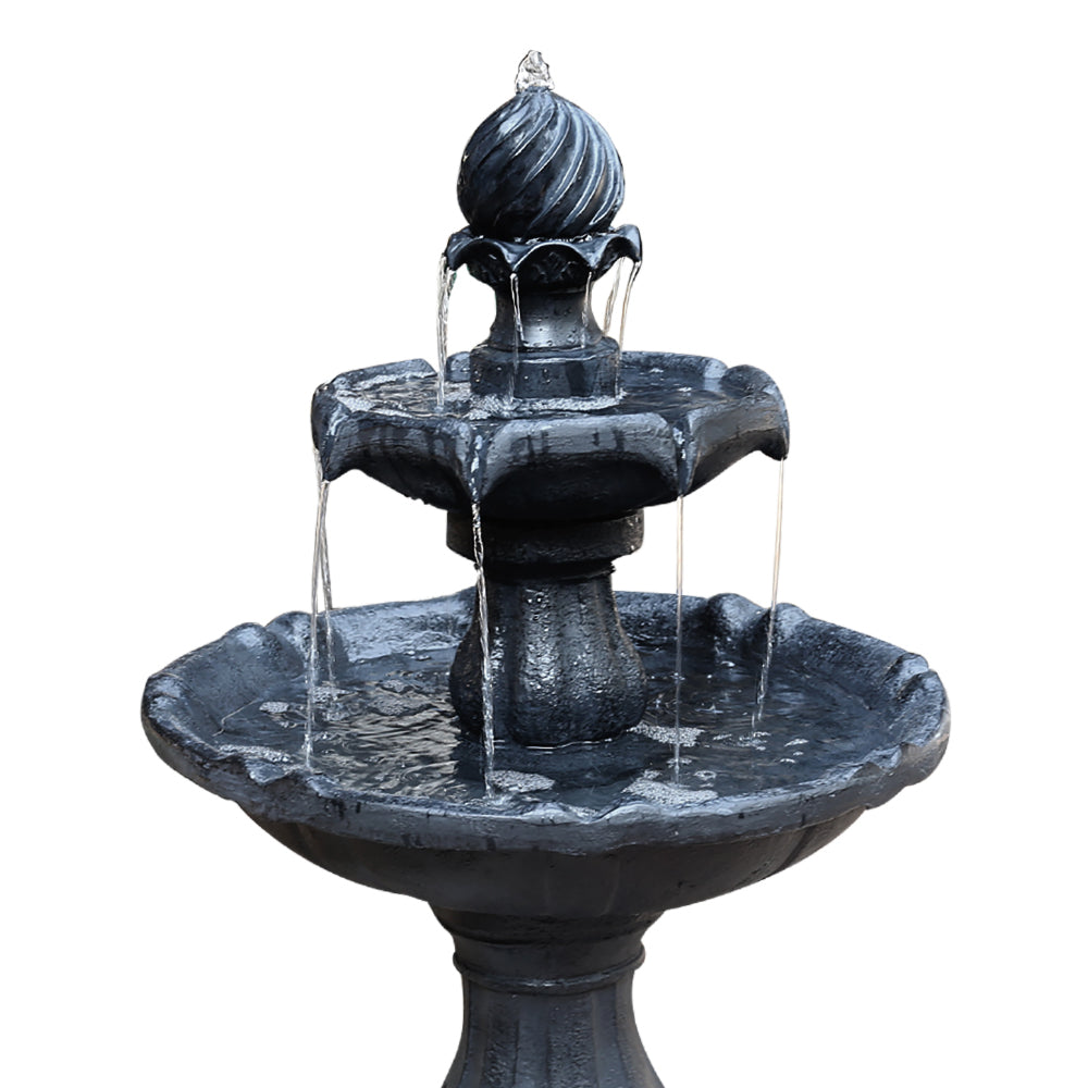Gardeon Solar Water Feature 3-Tier Fountain with Pump Kit Bird Bath 93CM Black 3