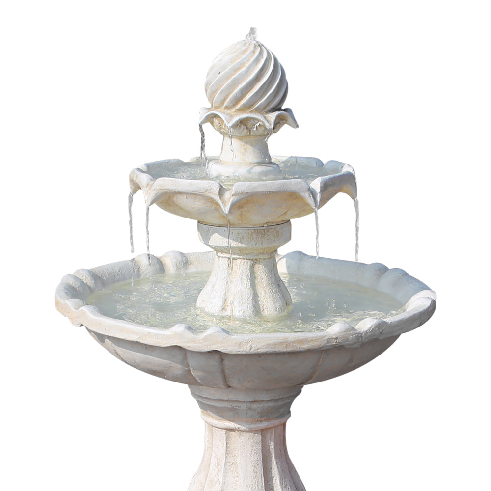 Gardeon Solar Water Feature 3-Tier Fountain with Pump Kit Bird Bath 93CM Ivory 3