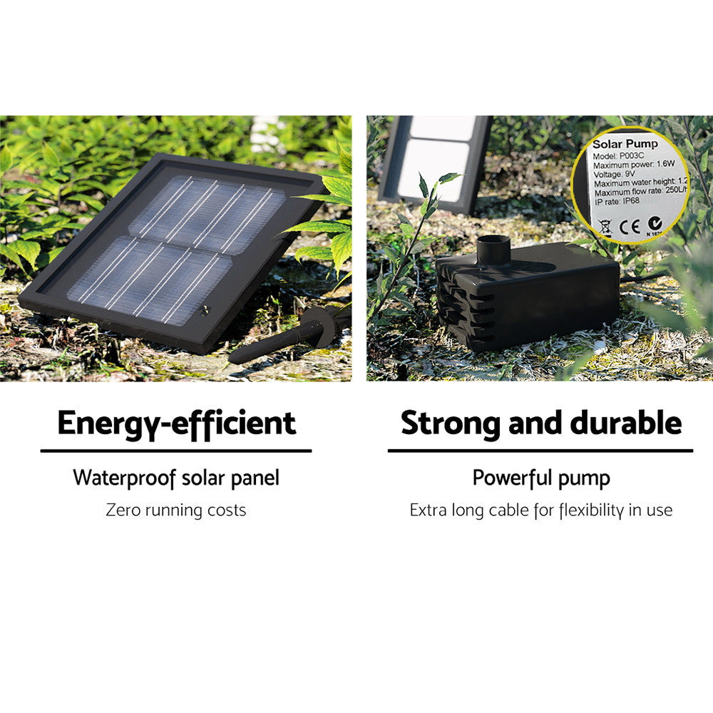 Gardeon Solar Water Feature 3-Tier Fountain with Pump Kit Bird Bath 93CM Ivory 6