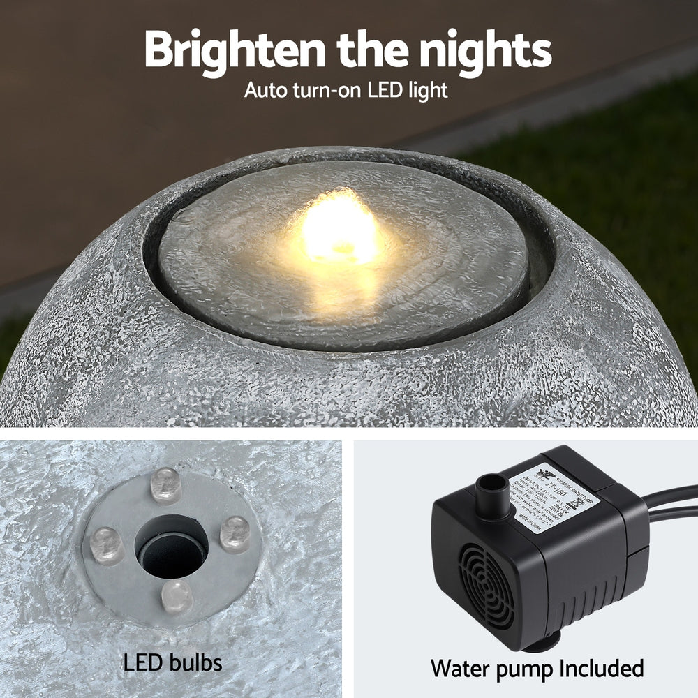 Gardeon Solar Fountain Water Feature Outdoor Fountain LED Lights Beige 5