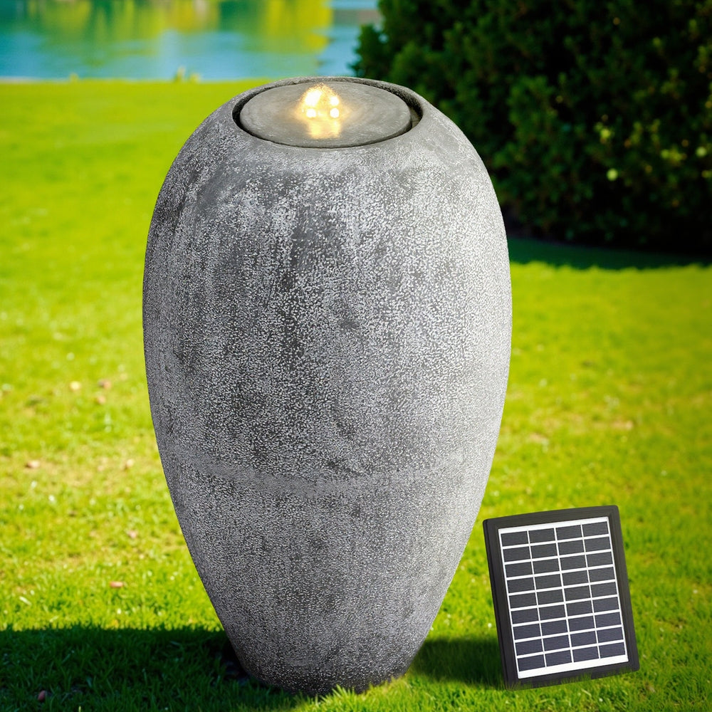Gardeon Solar Fountain Water Feature Outdoor Fountain LED Lights Beige 7
