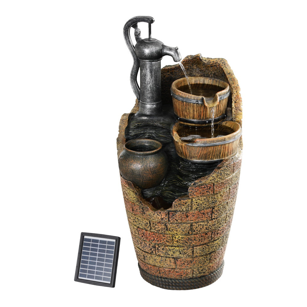 Gardeon Solar Fountain Water Feature Outdoor Cascading Hand Pump Design 80CM 7