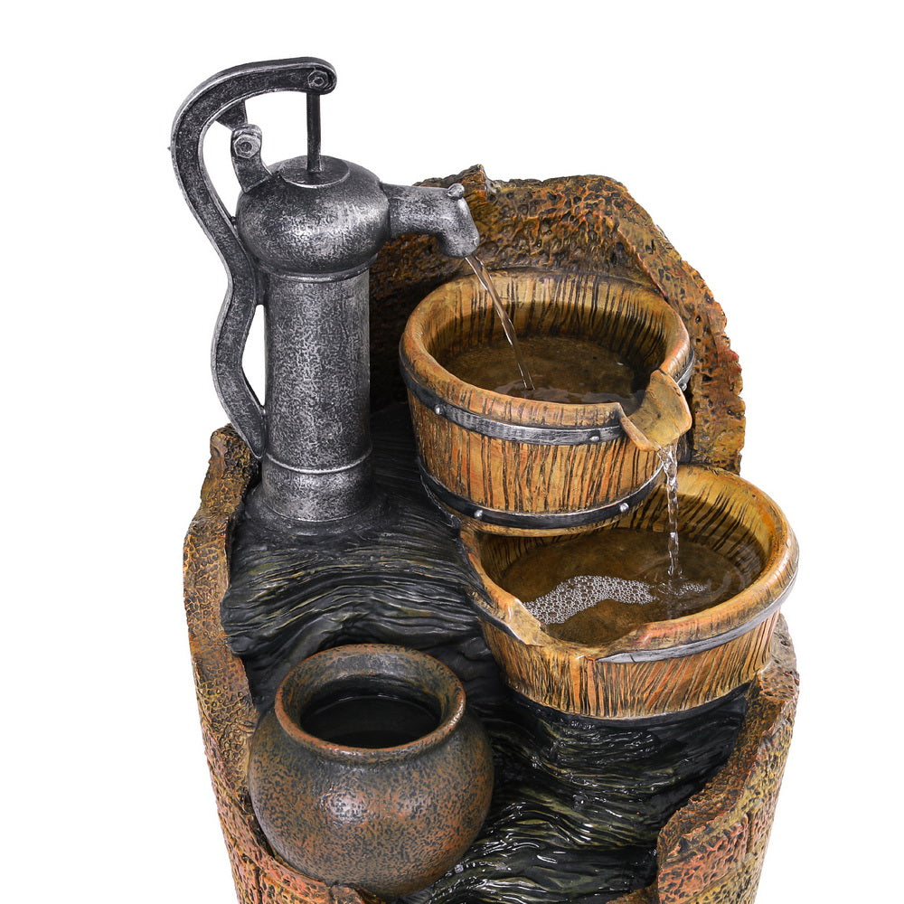 Gardeon Solar Fountain Water Feature Outdoor Cascading Hand Pump Design 80CM 4