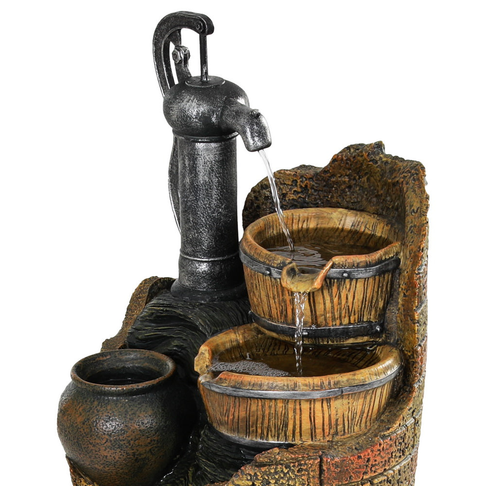 Gardeon Solar Fountain Water Feature Outdoor Cascading Hand Pump Design 80CM 5