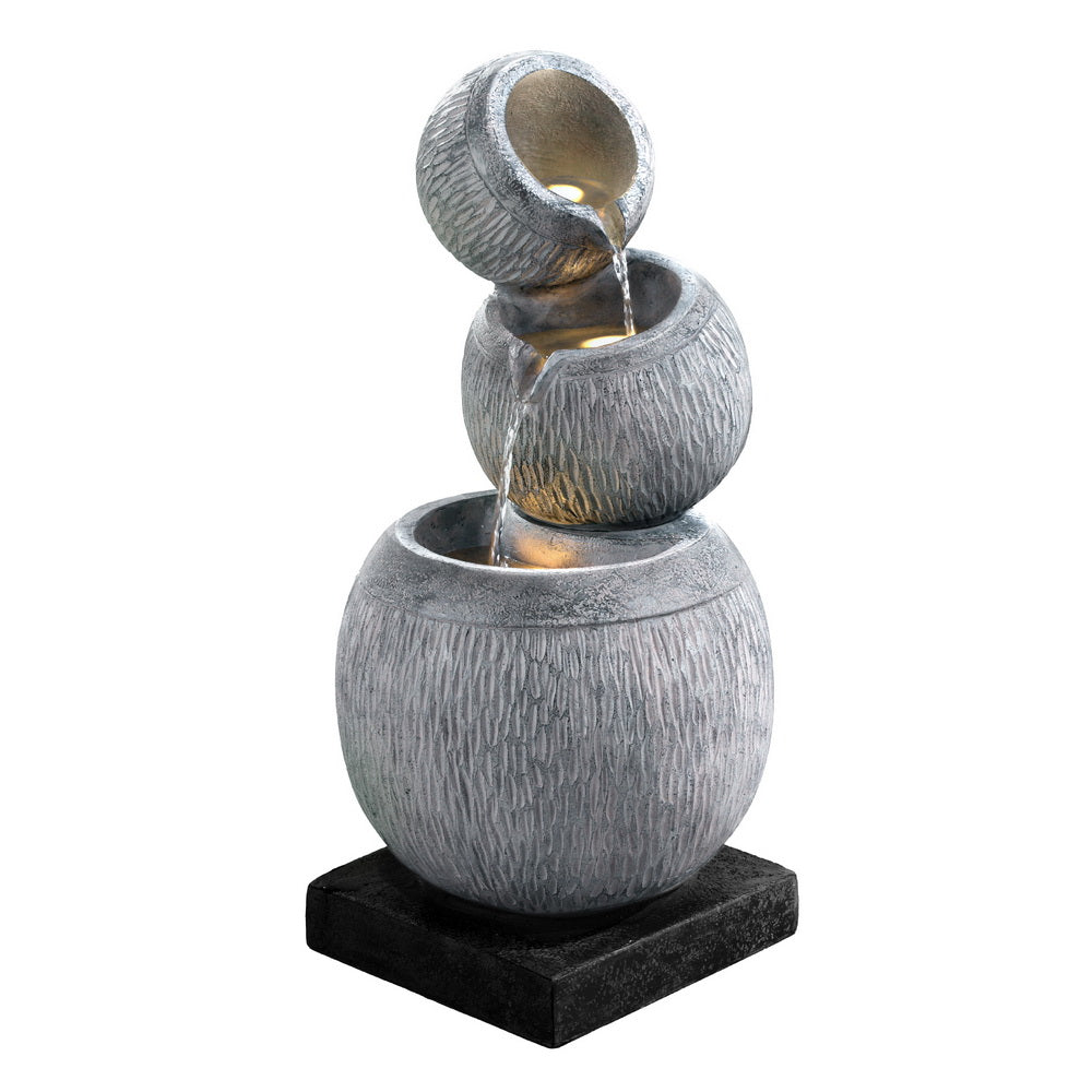 Gardeon Solar Fountain Water Feature Bird Bath Garden LED Light 80CM Grey 7